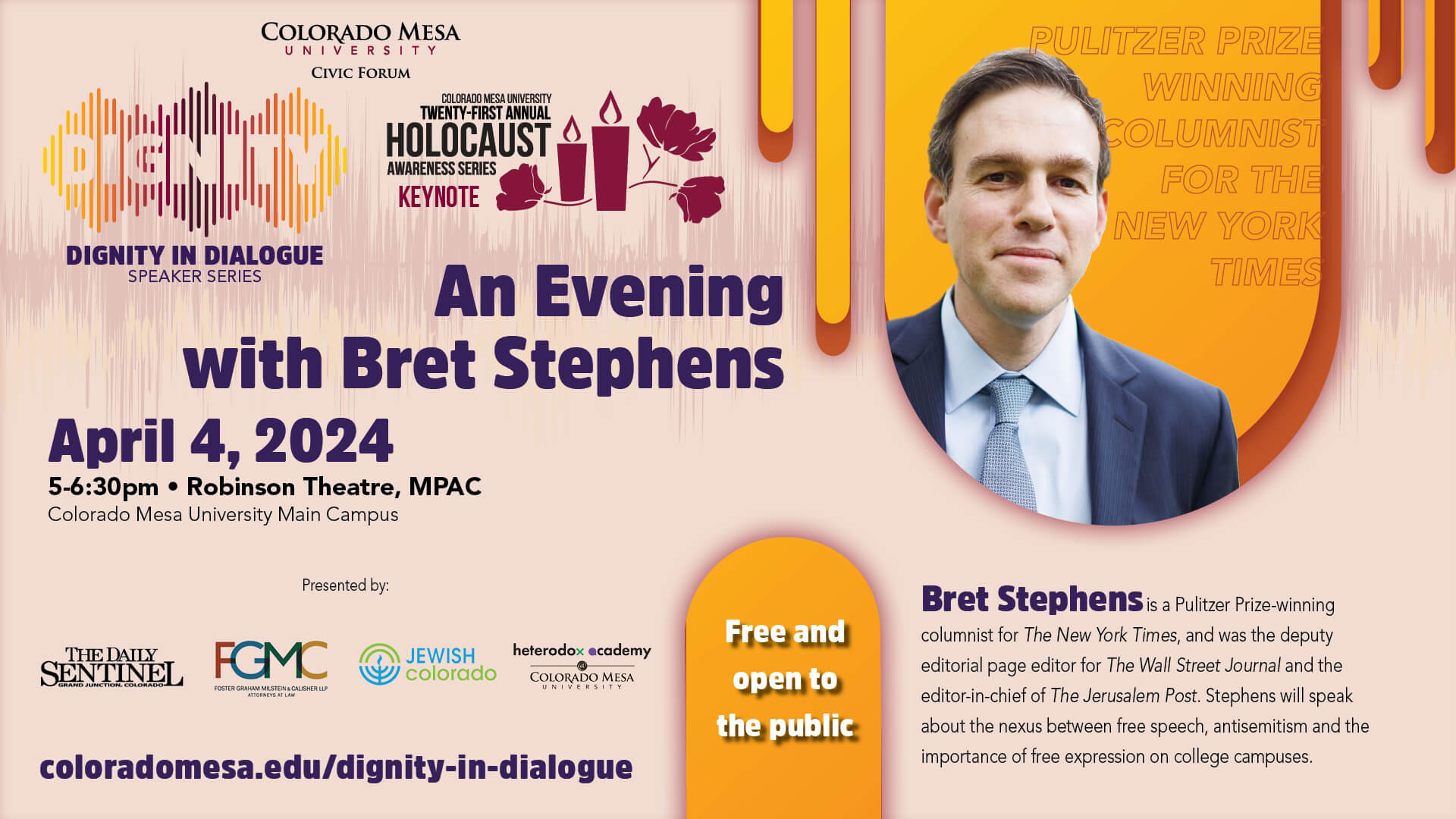 Colorado Mesa University Dignity in Dialogue with Bret Stephens