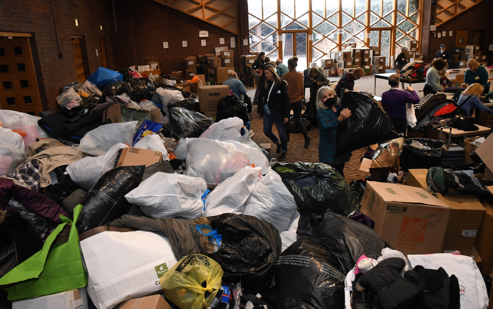 Donations in Temple Emanuel social hall