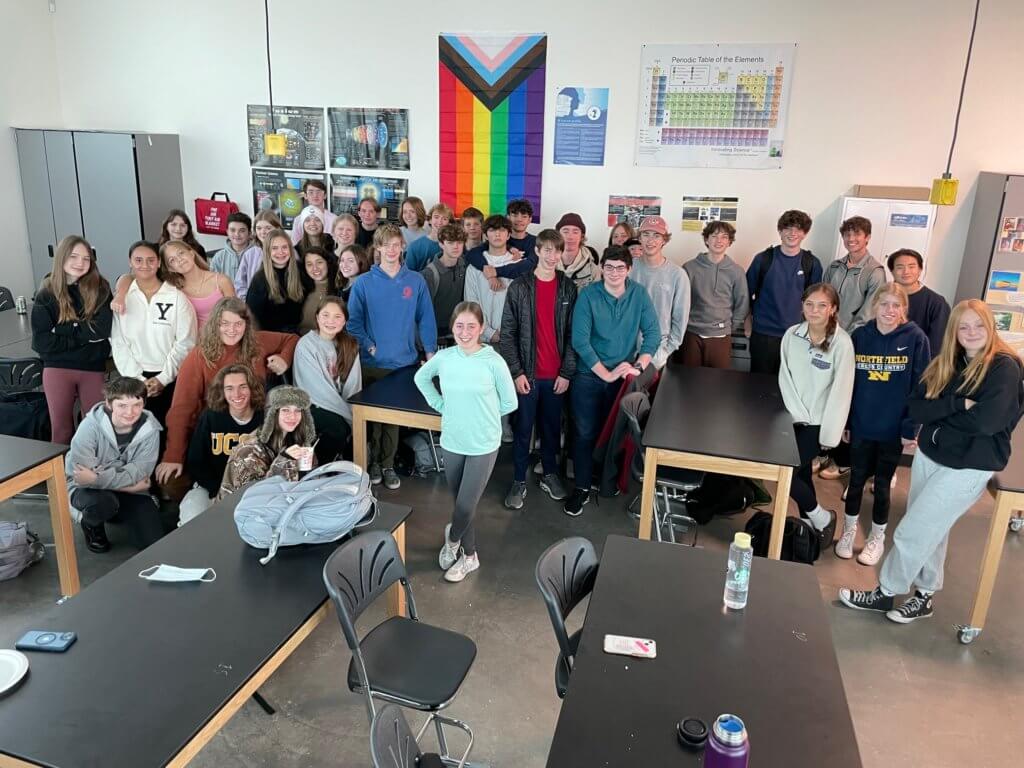Group photo of the Northfield High School Jewish Student Connection Club
