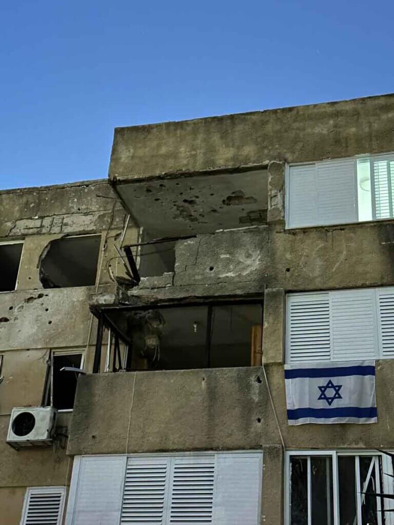 Apartment building in Ashkelon (city near Gaza Strip) that was directly hit by a Hamas rocket