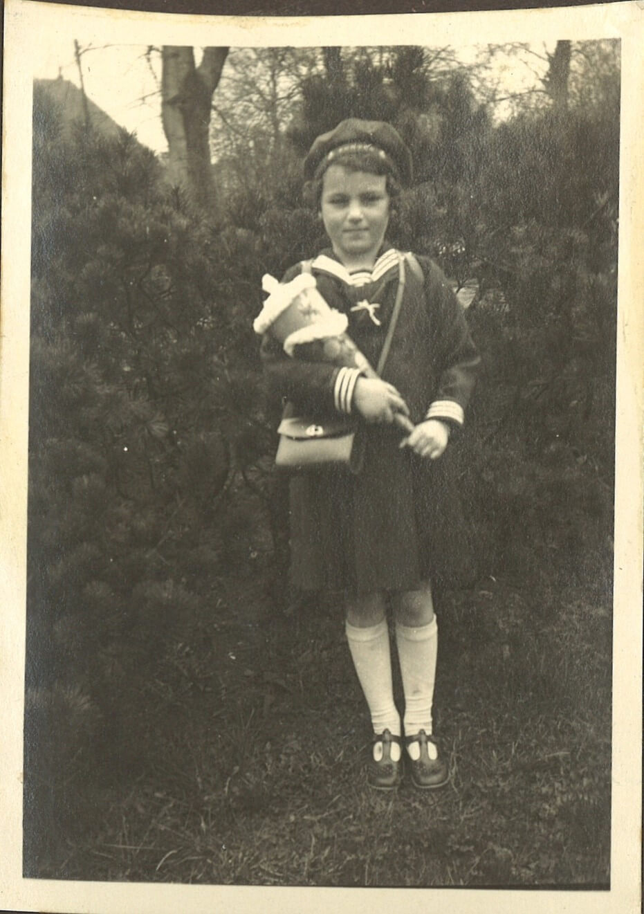 Marion's first day of school in Germany, circa 1933