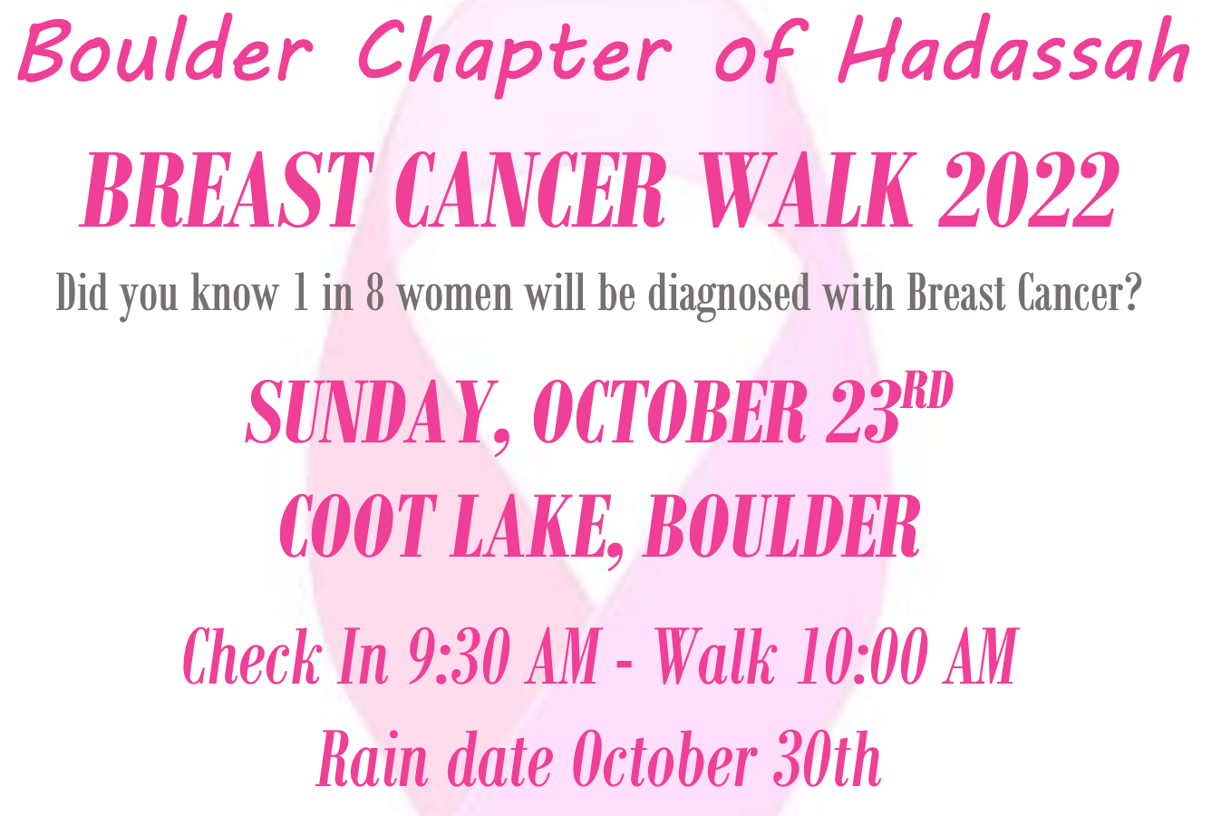 Boulder Chapter of Hadassah Breast Cancer Walk 2022