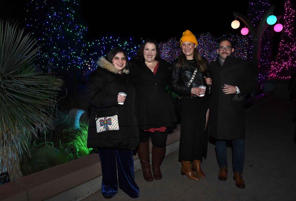 Tamara Berkman, Rachel Silvestain, and Adam Laarsen at YAD Shabbat at Denver Botanic Gardens