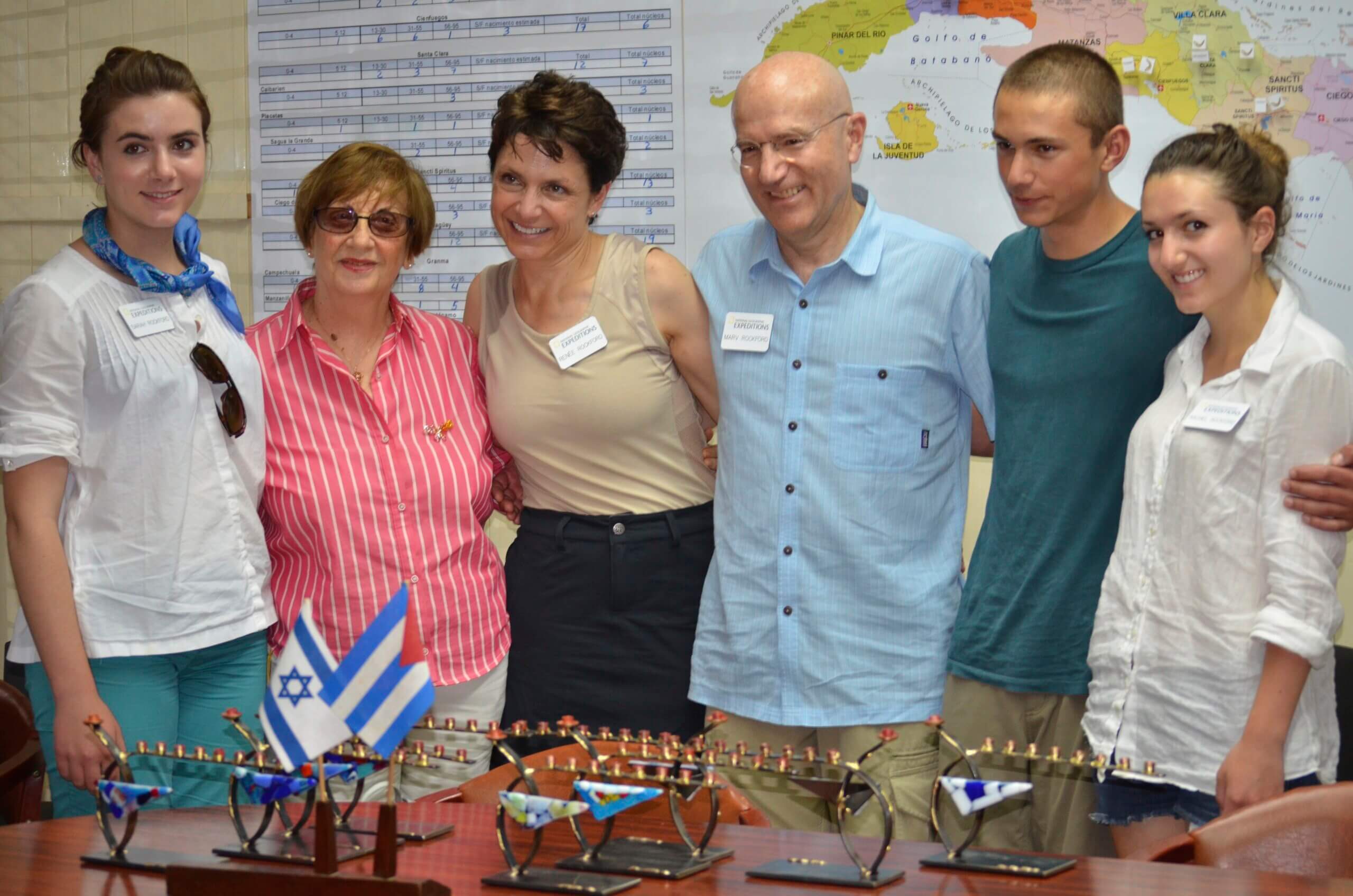 The Rockford family delivering menorahs to the Jewish community of Havana, Cuba.